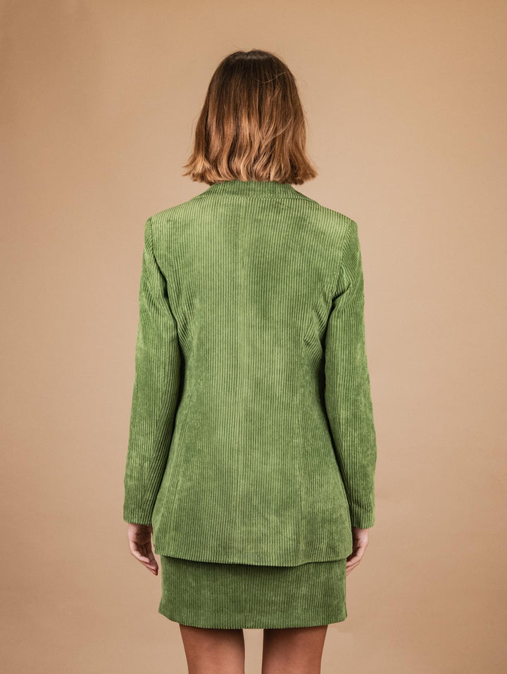BLAZER MONOPETTO IN VELLUTO A COSTE VERDE ACIDO G1A5455 VERDE ANDREA MORANDO 