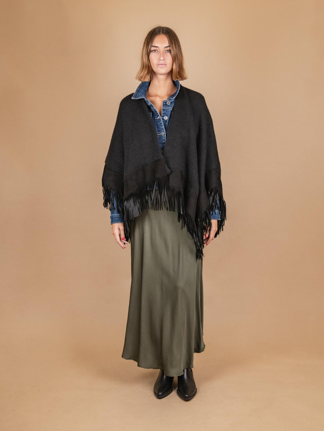 GONNA MIDI IN RASO VERDE MILITARE 80521 MILITARE ANDREA MORANDO 