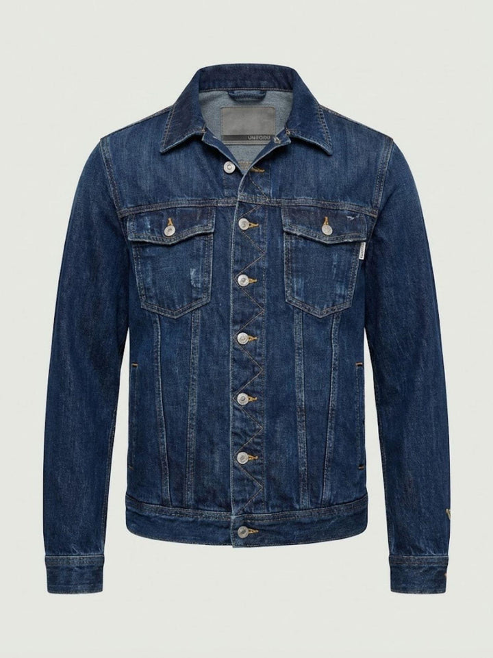 Giacca trucker in denim lavaggio blu scuro MAN JACKET023 B2 UNIFORM 