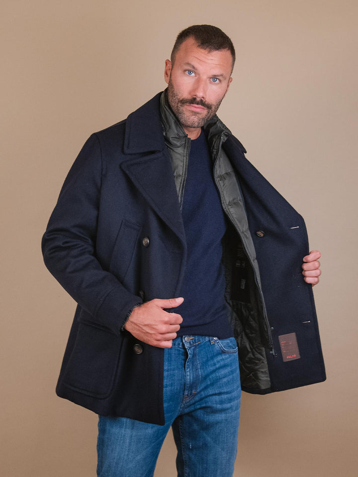 CAPPOTTO DOPPIOPETTO IN LANA MISTO CASHMERE BLU ARMANDO FELT 205 PALTÒ 