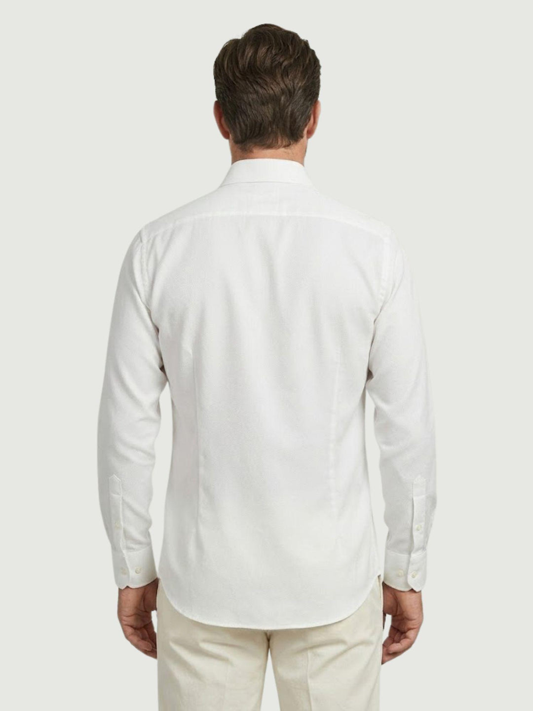 Camicia collo francese puntinata in cotone bianca regular DOMINGO/REG 1 ANDREA MORANDO 
