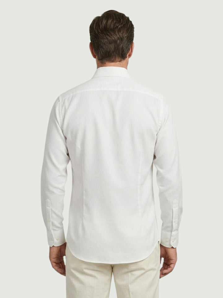 Camicia collo francese puntinata in cotone bianca regular DOMINGO/REG 1 ANDREA MORANDO 