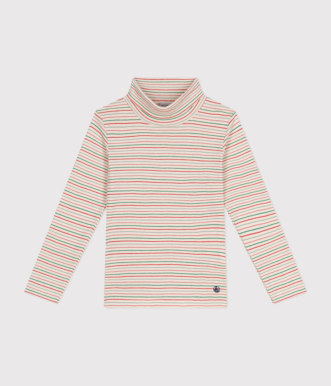 Dolcevita bianco a righe multicolor in cotone A0BLS 13 PETIT BATEAU 