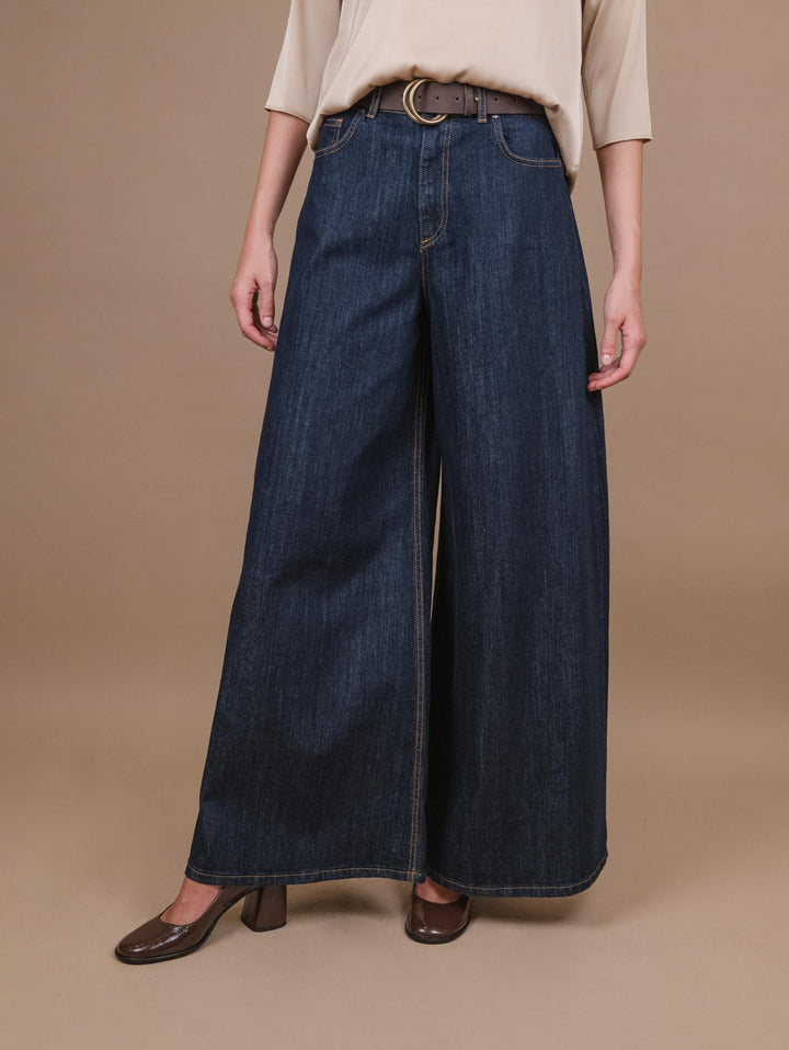 JEANS A PALAZZO SCURO CON CINTURA 3879T522X DENIM ANDREA MORANDO 