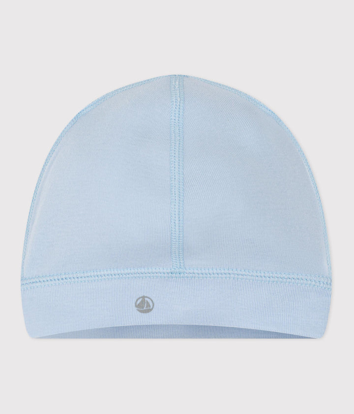 Cuffietta in cotone azzurro tinta unita