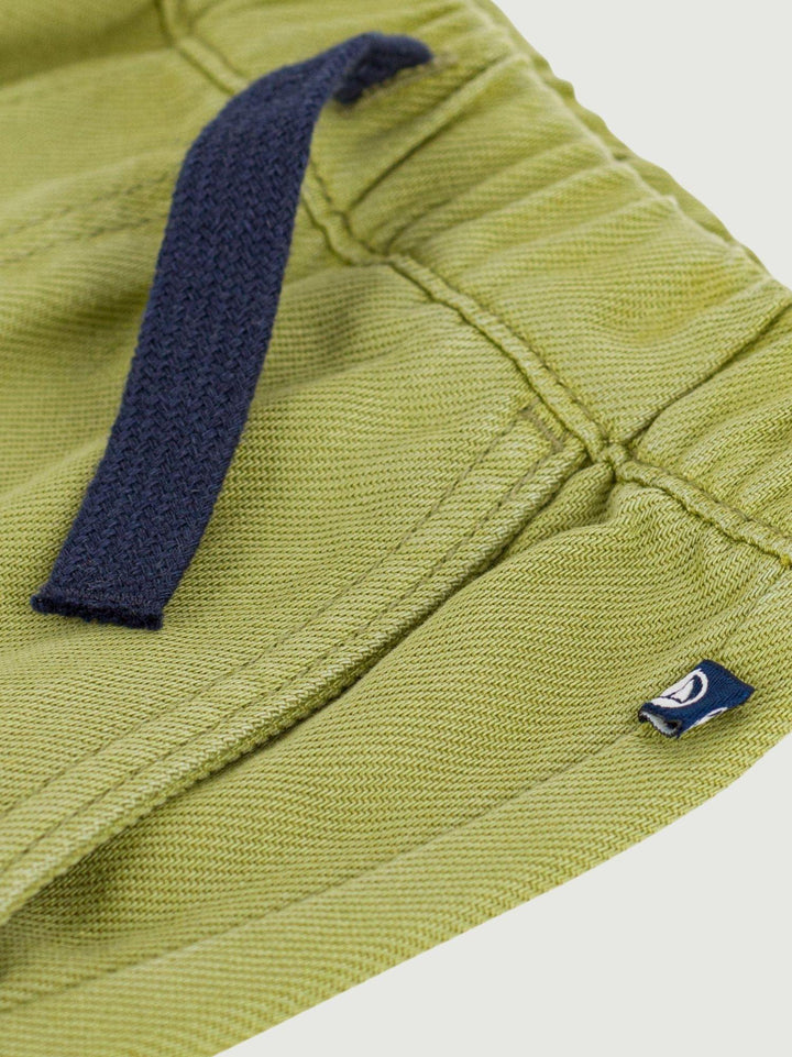 Pantaloni con elastico in cotone verdi A0FJU 01 PETIT BATEAU 