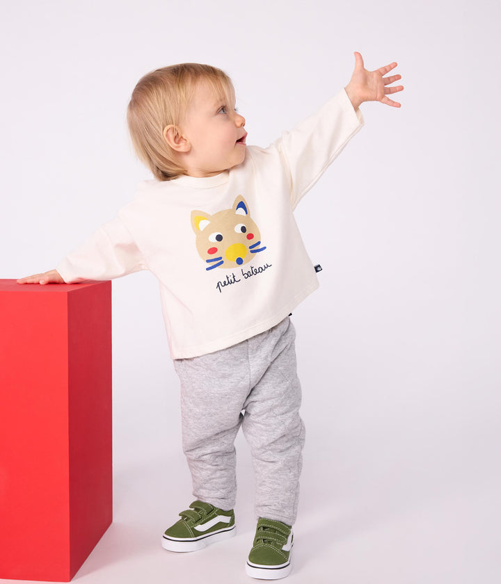 Maglietta a maniche lunghe in cotone per neonati A0EDV 01 PETIT BATEAU 