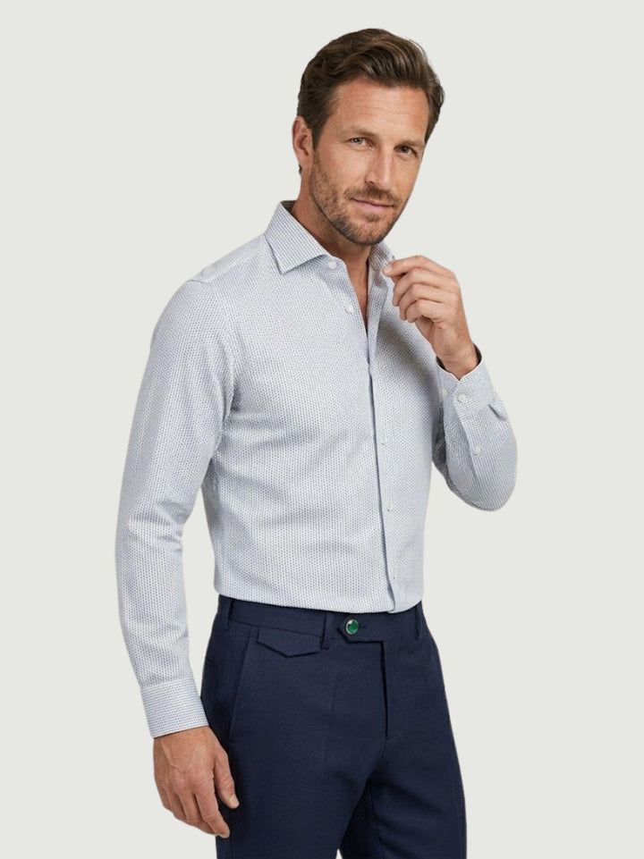 Camicia no stiro con micro fantasia puntinata azzurra BU26S10CAFIO4151NY 208 ANDREA MORANDO 