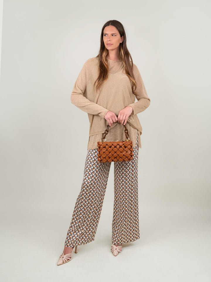 MAGLIA OVER ORO LUREX SCOLLO V 12104 ORO ANDREA MORANDO 