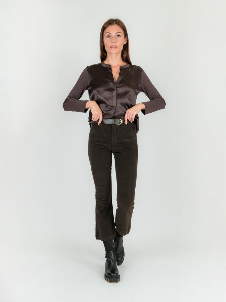 Pantalone a trombetta in velluto color marrone 824W21 T MORO ANDREA MORANDO 