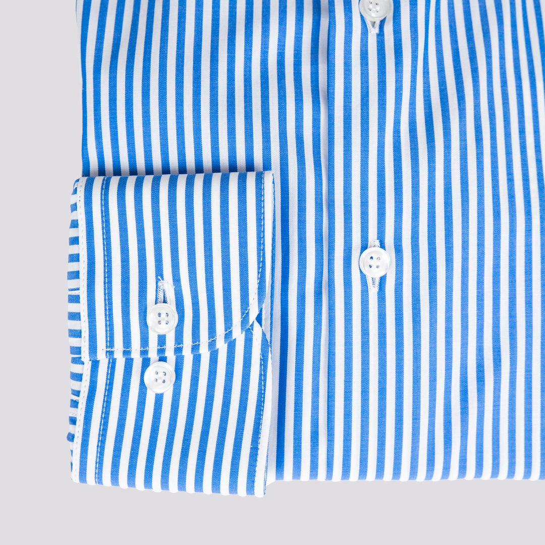 CAMICIA BASTONCINO BIANCO E BLU IN COTONE