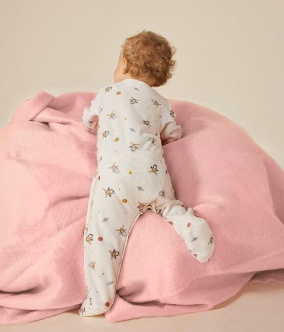 Pigiama bianco in velluto con stampa raffigurante un piccolo pinguino nello spazio A0B1X 01 PETIT BATEAU 