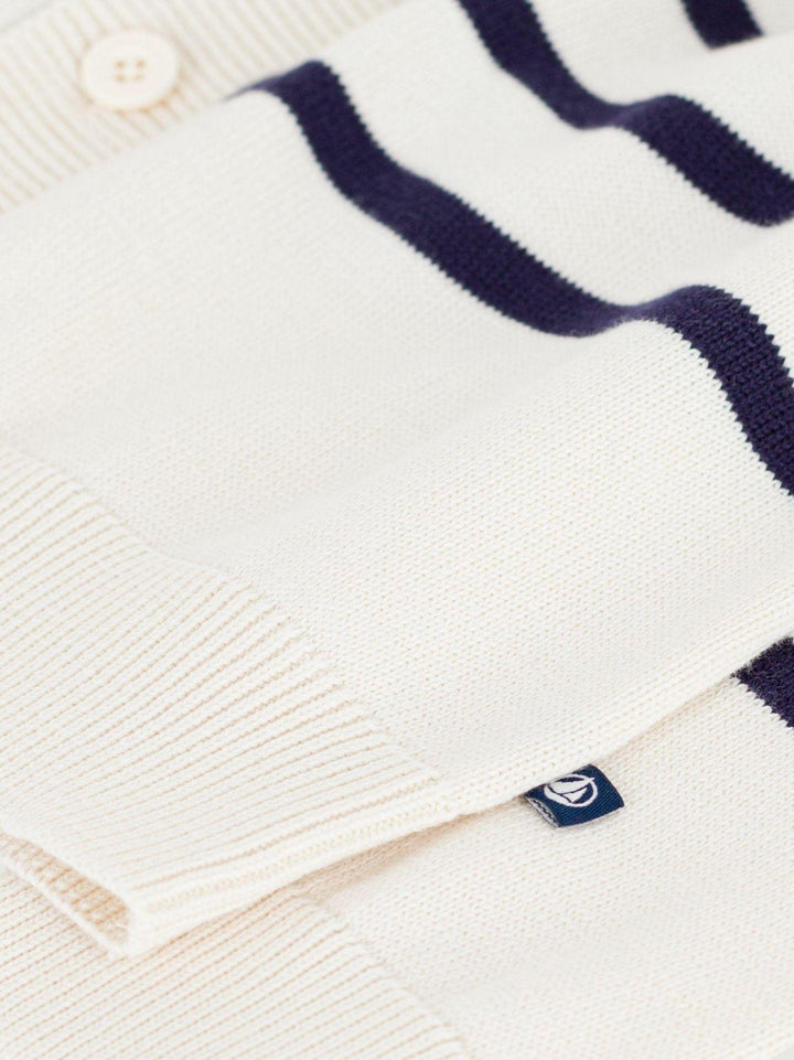 Cardigan marinière scollo a V in cotone A0F0F 01 PETIT BATEAU 