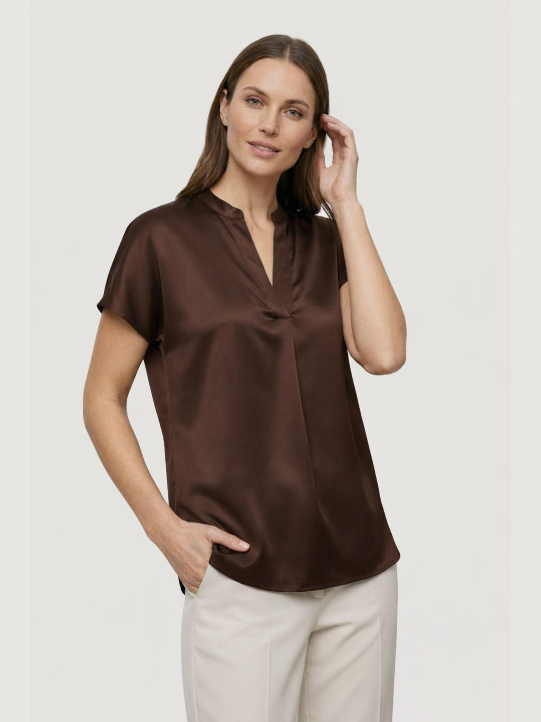 Blusa in raso marrone M9237 MARRONE ANDREA MORANDO 