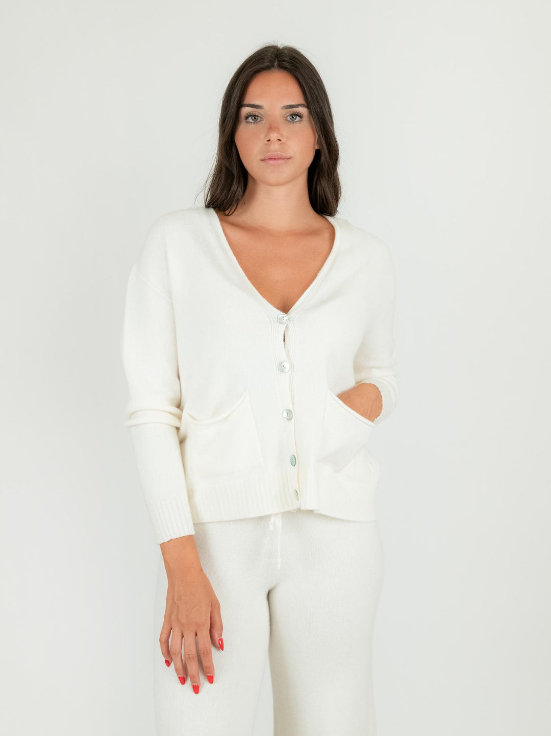 CARDIGAN CORTO IN MAGLIA PANNA 0270/143 0248 BIMOR 