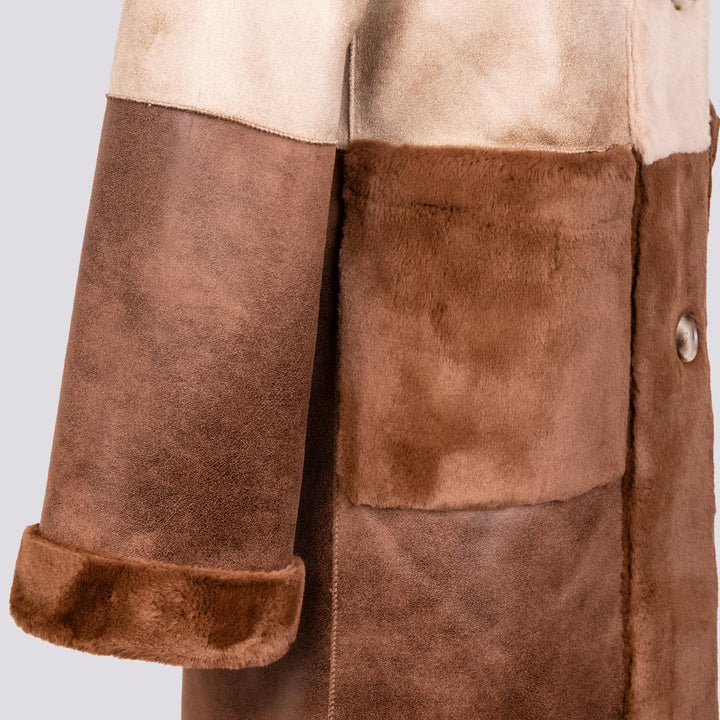 CAPPOTTO  IN ECO-MONTONE E ECO-PELLICCIA REVERSIBILE BICOLORE B500CAMO 043 ANDREA MORANDO 