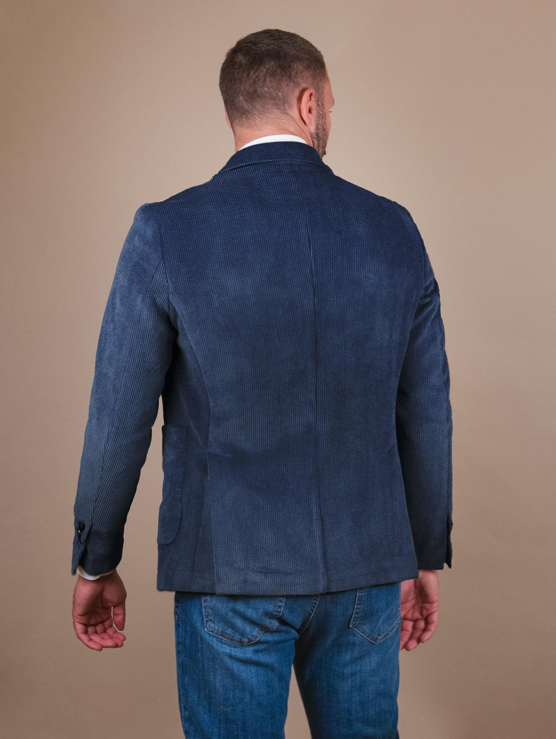 BLAZER due bottoni IN VELLUTO A COSTE BLU CR547 BLU ANDREA MORANDO 