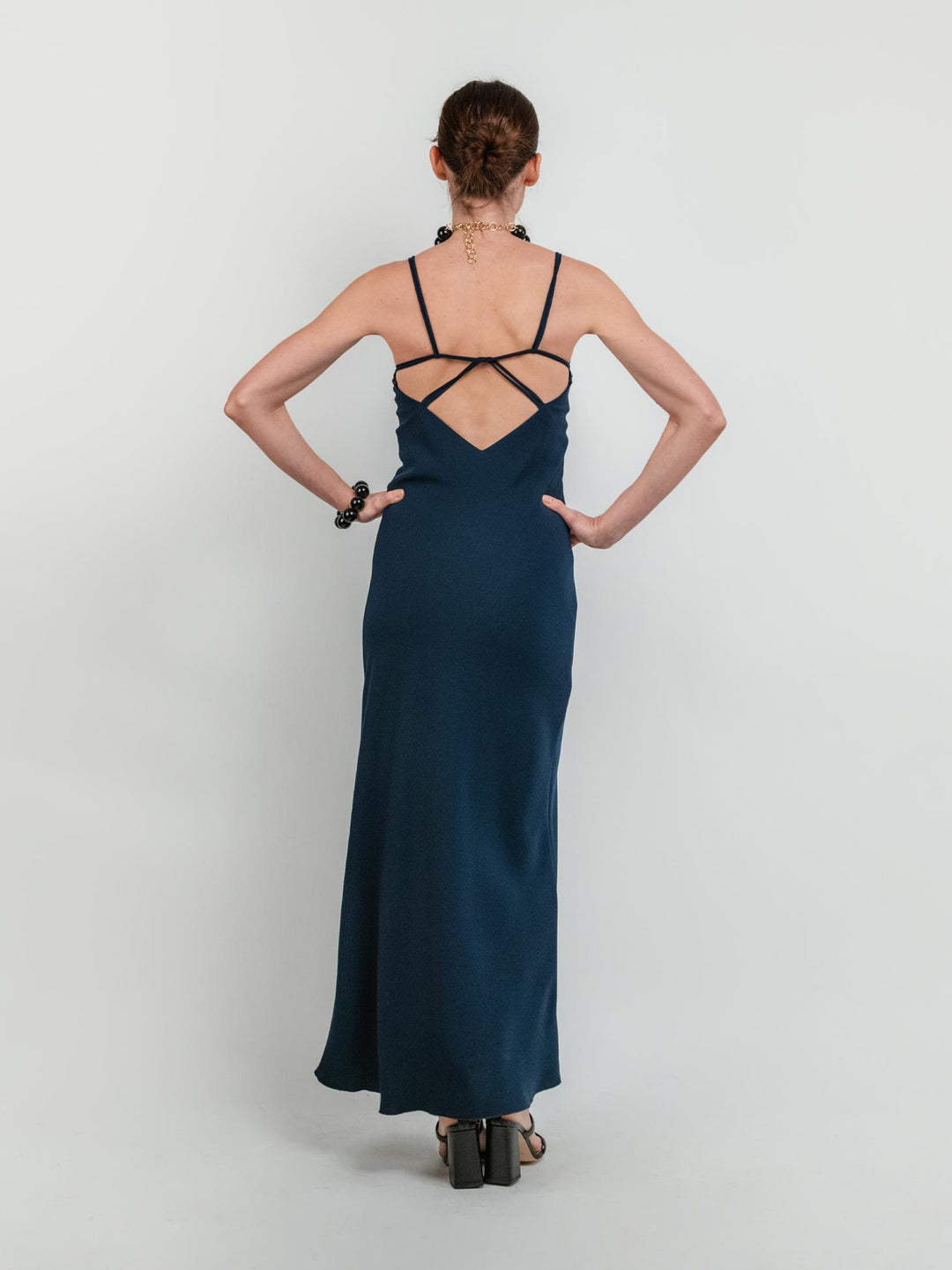 Abito lungo blu navy