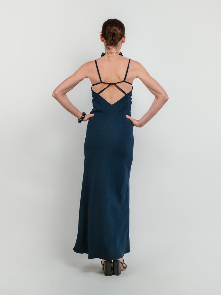 Abito lungo blu navy