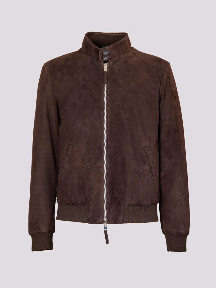 GIUBBOTTO IMBOTTITO IN CAMOSCIO MARRONE "ELVIS" ELVIS 06 JACK LEATHER 