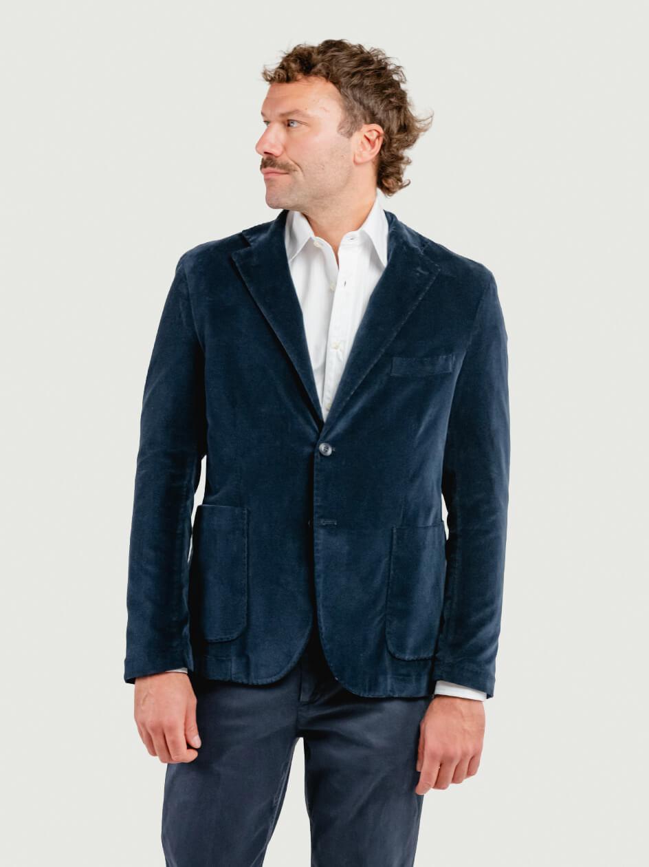 BLAZER IN VELLUTO BLU NAVY GD00385504 BLU NAVY ANDREA MORANDO 