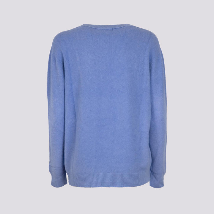 MAGLIA OVER  CON SCOLLO A V AZZURRA 0370/59 7013 BIMOR 