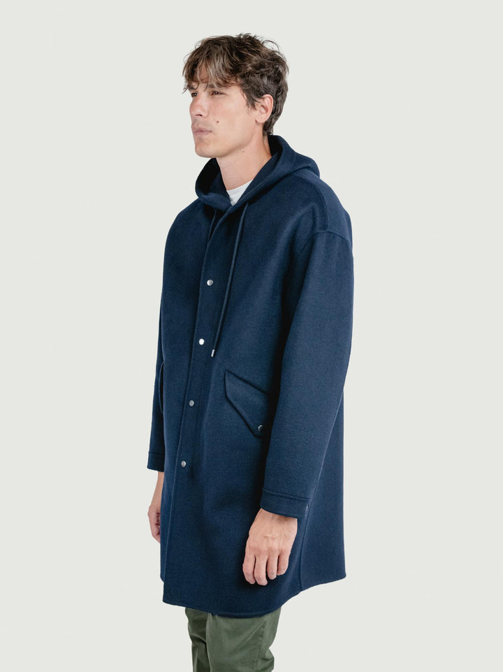 CAPPOTTO PARKA DENZEL IN LANA BLU DENZEL NAVY BLUE ANDREA MORANDO 