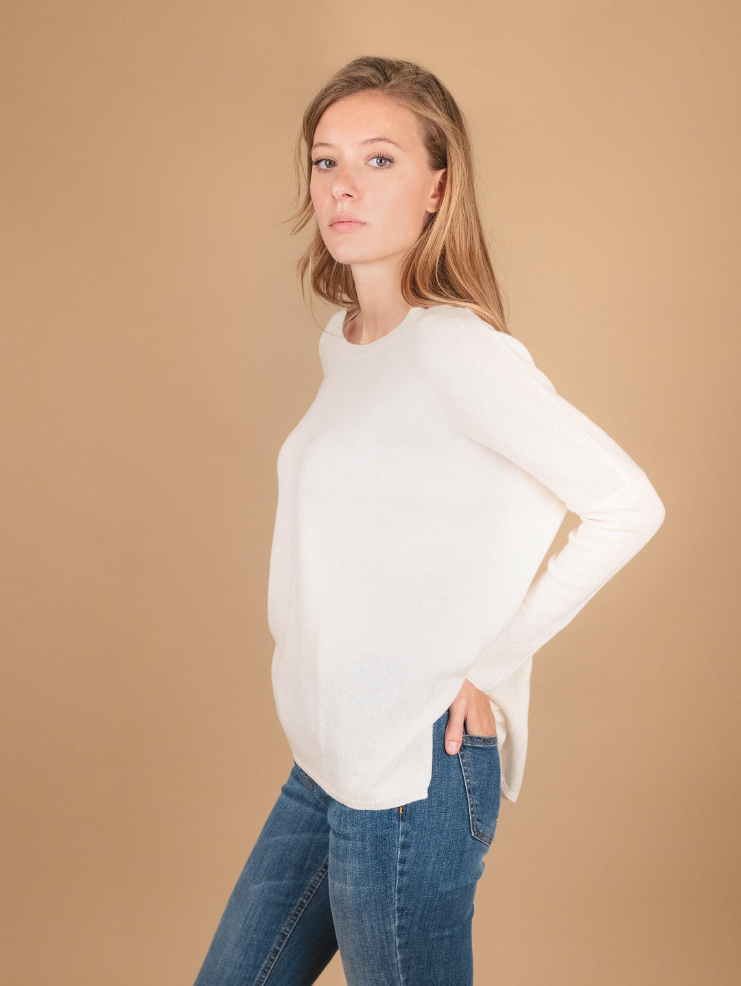 MAGLIA OVER IN CASHMERE ECO-FRIENDLY PANNA ASTRID BLANC ABSOLUT CASHMERE 
