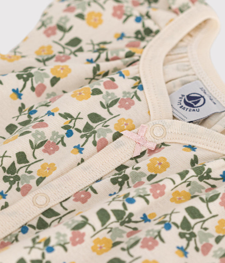 TUTA CORTA A FIORI IN COTONE BEBÈ A09LC 01 PETIT BATEAU 