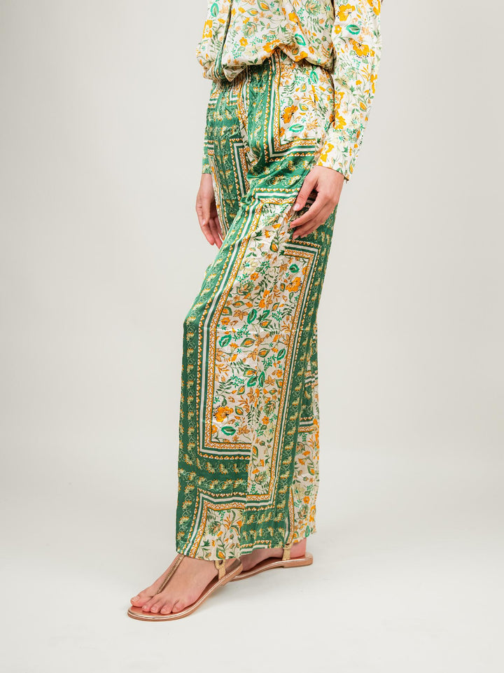 PANTALONE A PALAZZO FANTASIA VERDE E ARANCIO 9821 VERDE/ARANCIO ANDREA MORANDO 