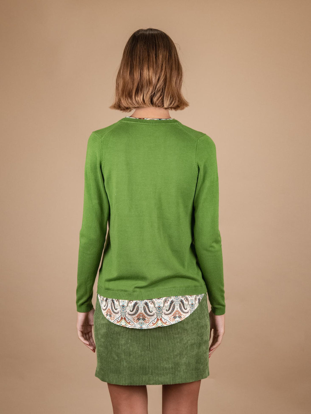 MAGLIA CAMICIA 2 IN 1 IN FANTASIA DAMASCATA VERDE 2351410 033 ANDREA MORANDO 