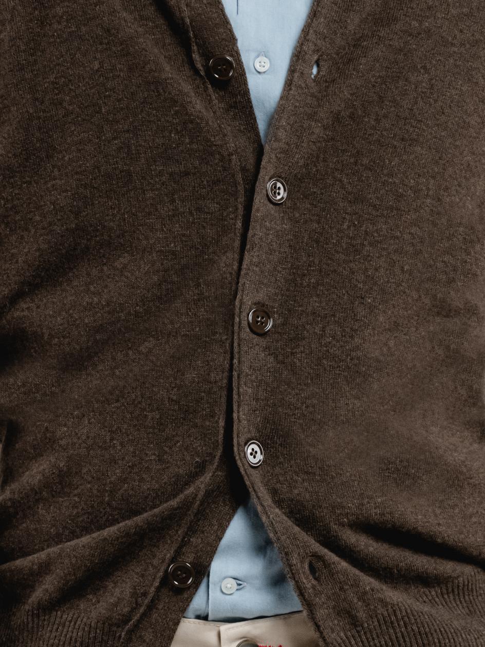 CARDIGAN LUPETTO IN LANA MERINO E CASHMERE TESTA MORO LUPETTO BOTT 510 ANDREA MORANDO 