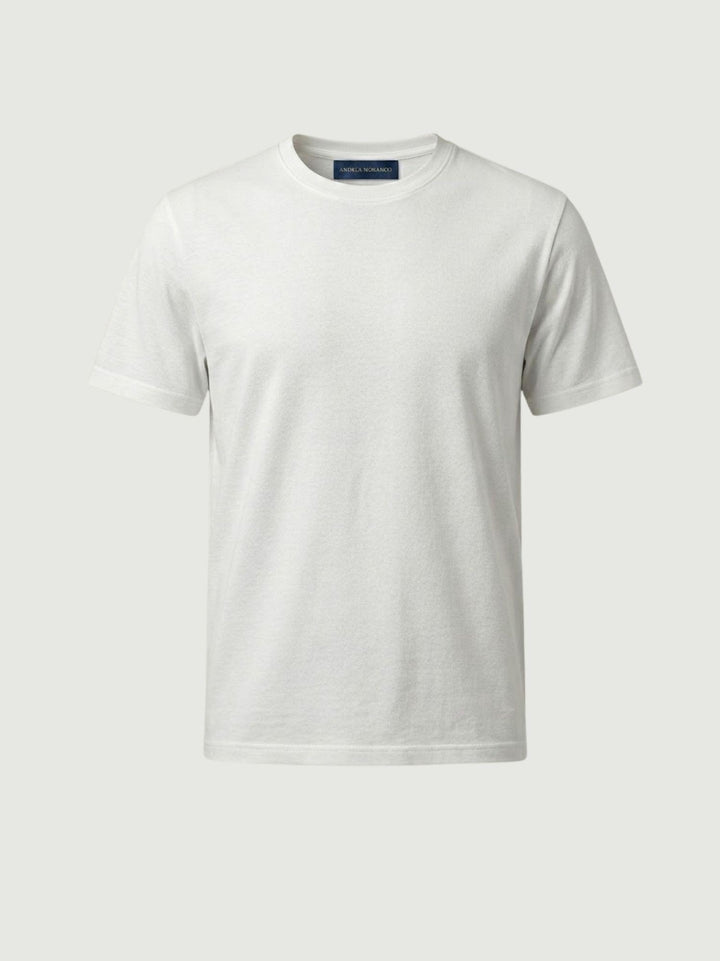 T-shirt piquet in cotone bianco 5800426 100 ANDREA MORANDO 