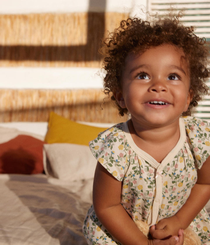 TUTA CORTA A FIORI IN COTONE BEBÈ A09LC 01 PETIT BATEAU 