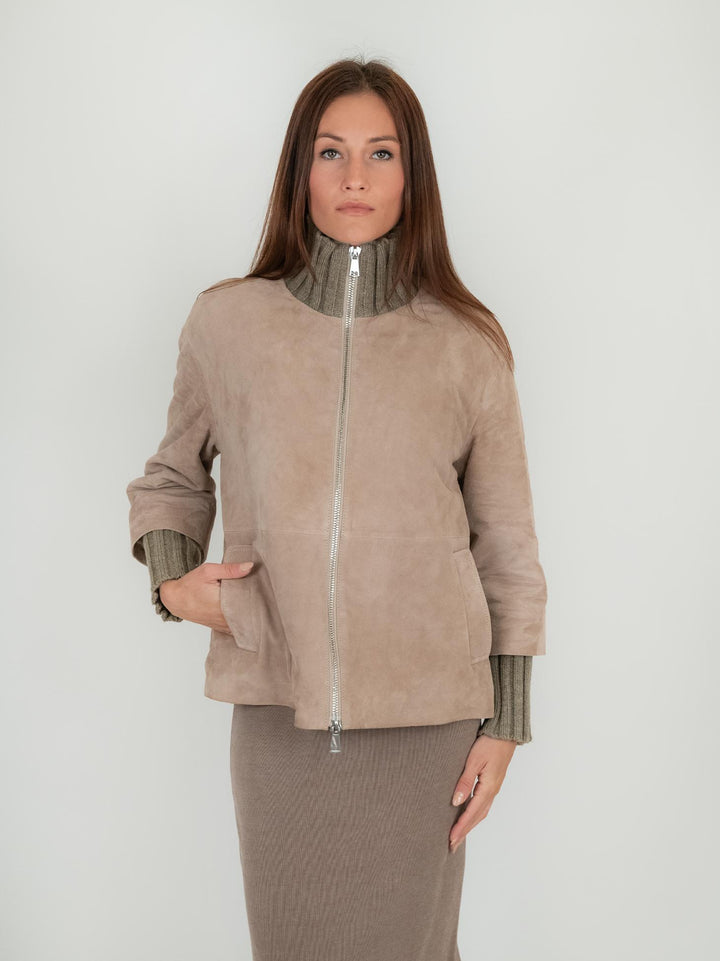 GIACCA IXIA IN CAMOSCIO BEIGE IXIA 055 JACK LEATHER 