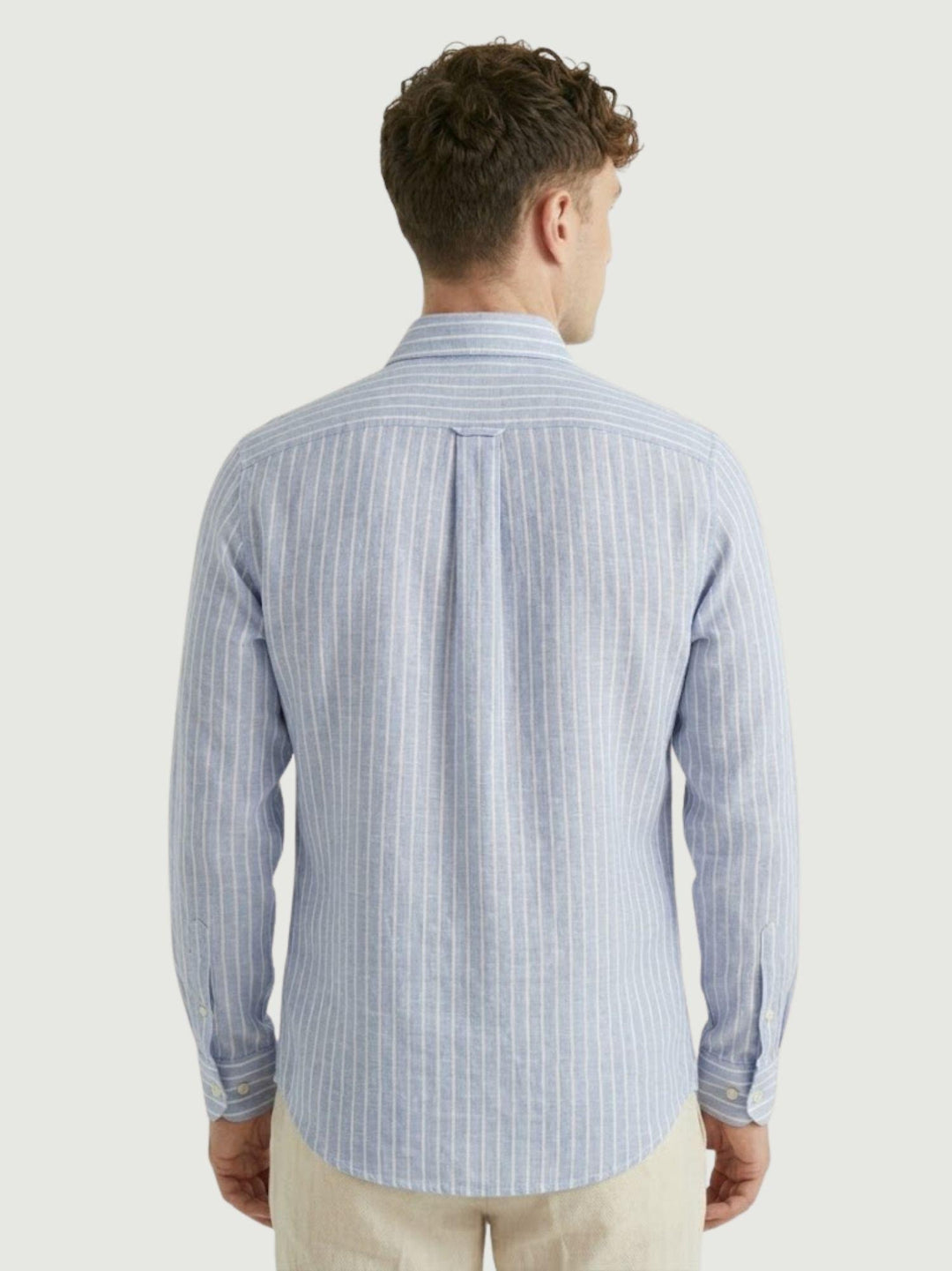 Camicia Bradford in lino a righine bianche e azzurre BRADFORD/B16016 03 BAGGIES 