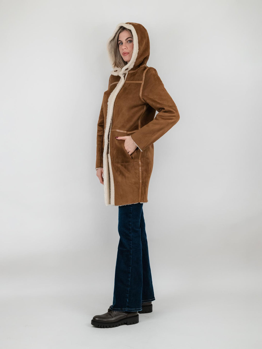 ECOMONTONE CON ZIP REVERSIBILE CARAMELLO E PANNA B365MONT 06 ANDREA MORANDO 