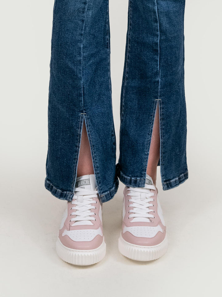 JEANS A ZAMPA ELASTICIZZATO CON MAXI SPACCO FRONTALE 9126 DENIM ANDREA MORANDO 