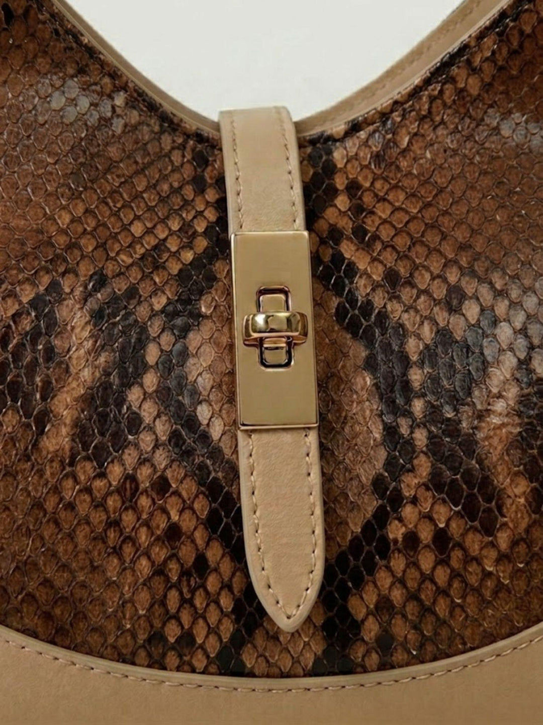 Borsa a spalla Elly in pelle di pitone marrone ELLY-PITONE MARRONE BIMOR 