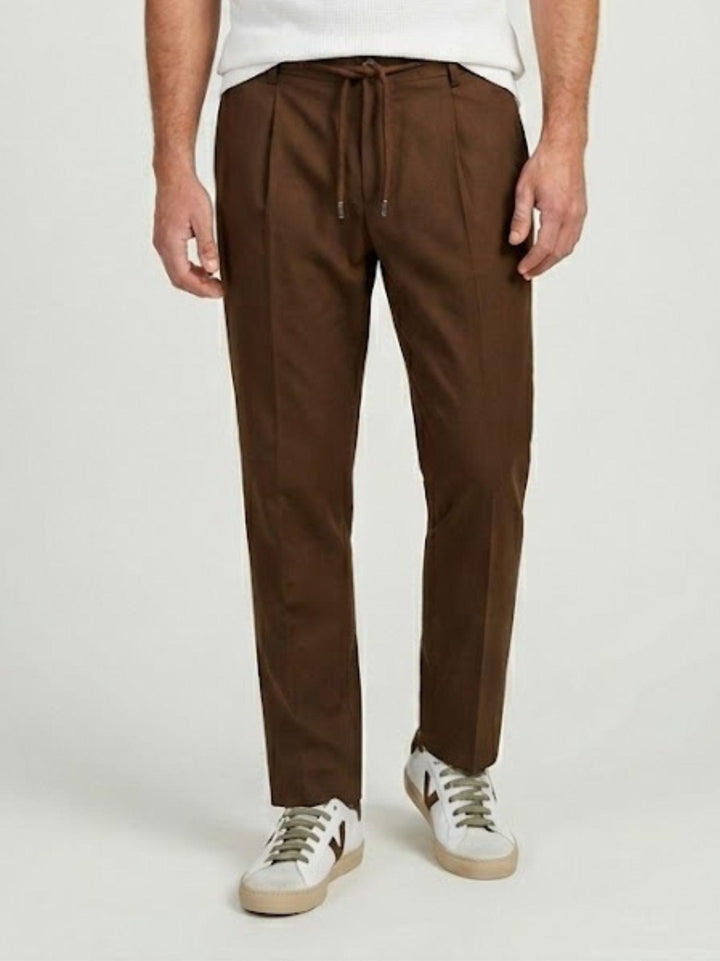 Pantalone tela paracadute con coulisse in cotone cacao CO0073M 2009 ANDREA MORANDO 