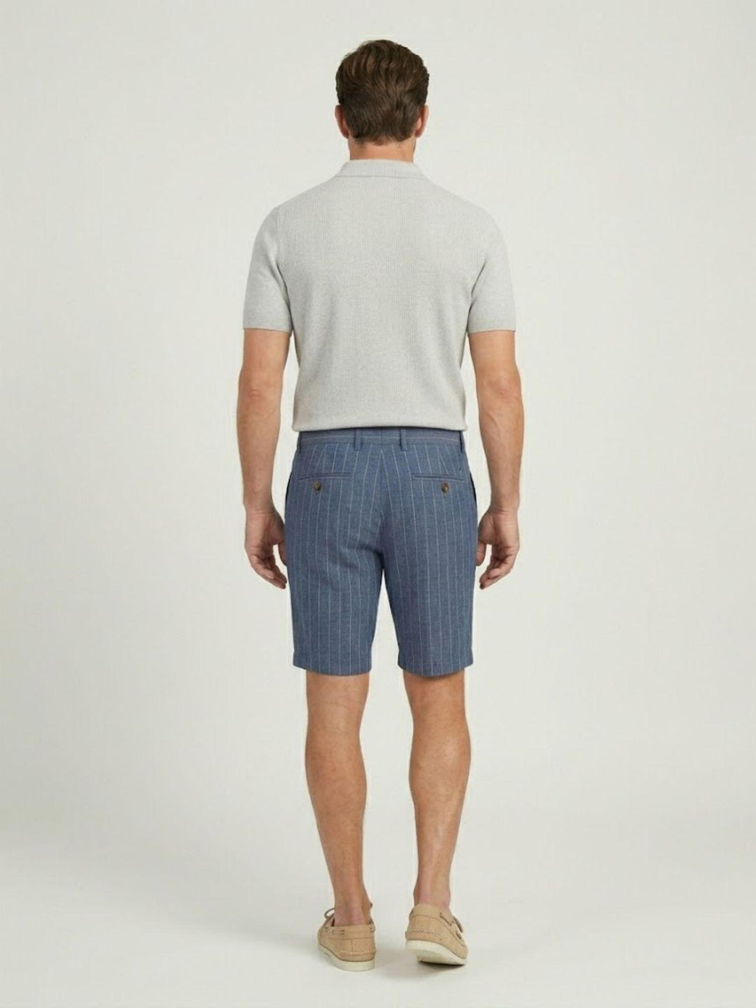 Bermuda in lino e cotone blu a righe BU26S48BEPA1574LINCOT 200 ANDREA MORANDO 