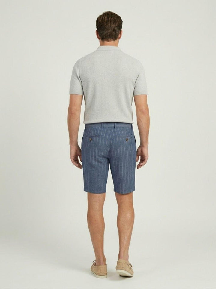 Bermuda in lino e cotone blu a righe BU26S48BEPA1574LINCOT 200 ANDREA MORANDO 
