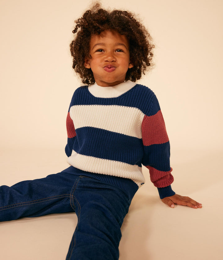 PULLOVER RIGATO IN COTONE BAMBINO A09KA 01 PETIT BATEAU 