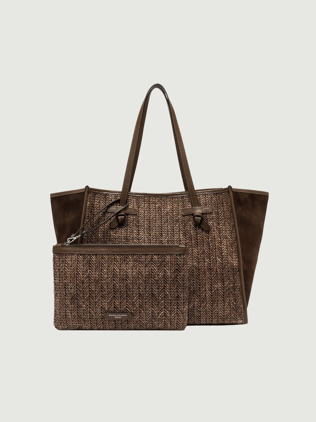 Shopping Marcella grande in paglia cioccolato BS 12360/COMM MDN 13840 GIANNI CHIARINI 
