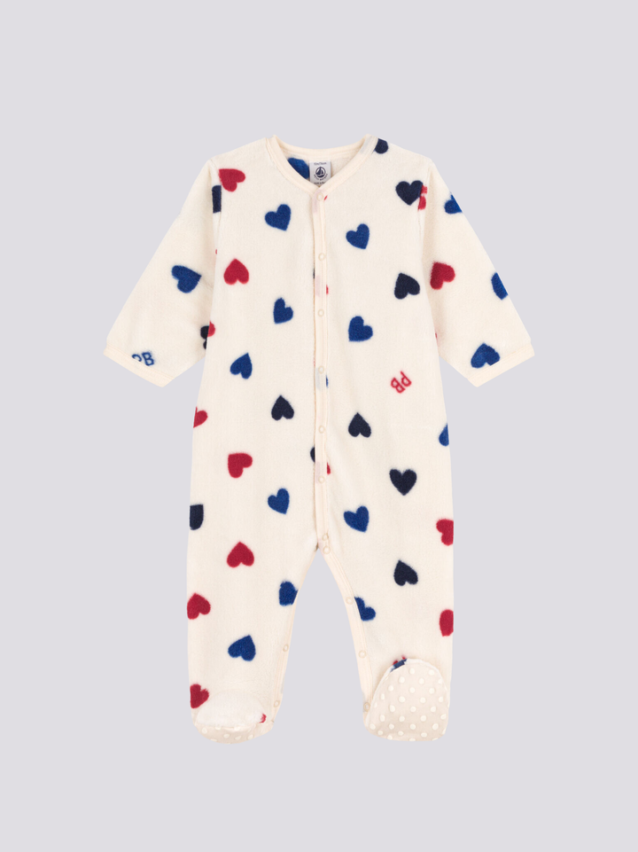 TUTINA IMBOTTITA BEBÈ IN PILE con cuori A094Z 03 PETIT BATEAU 