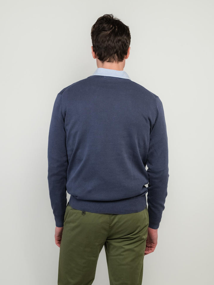 MAGLIA GIROCOLLO IN COTONE RASATO BLUETTE 3850900 215 ANDREA MORANDO 