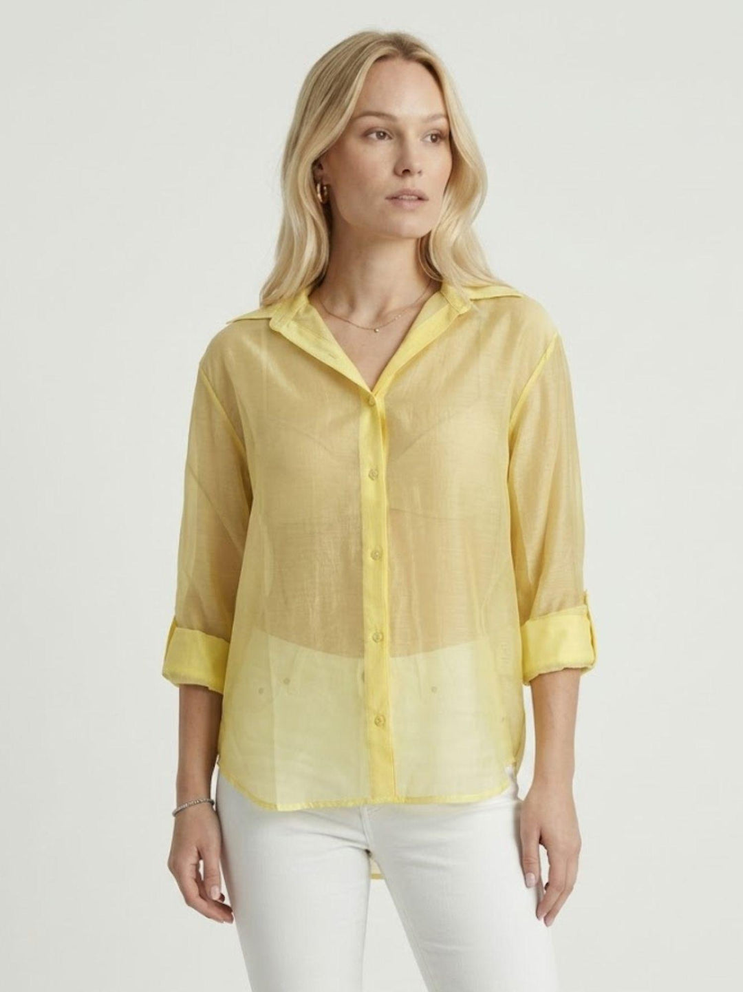 Camicia semitrasparente canarino M796/071 611 ANDREA MORANDO 