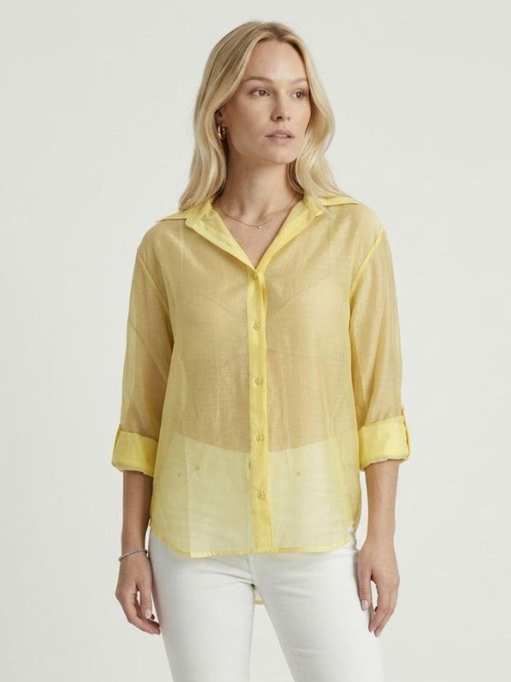 Camicia semitrasparente canarino M796/071 611 ANDREA MORANDO 