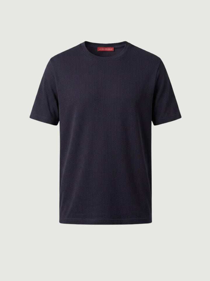T-shirt girocollo in misto lino navy 6TS035875U NAVY ANDREA MORANDO 