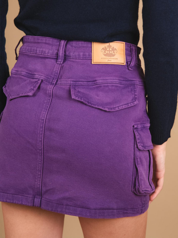 Mini gonna cargo in cotone viola 1396 VIOLA ANDREA MORANDO 